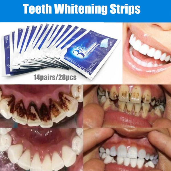 28Pcs/14Pair Gel Teeth Whitening Strips Oral Hygiene Care